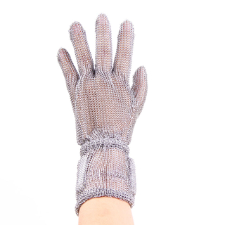 Gant long en cotte de mailles avec sangle &agrave; ressort, manchette de 8 cm