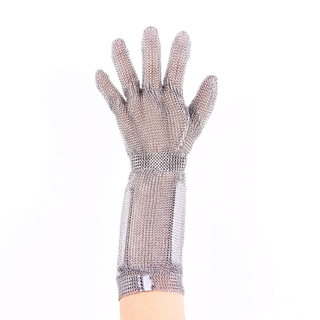 Langer Kettenhemdhandschuh mit Metallhaken, 20 cm Manschette